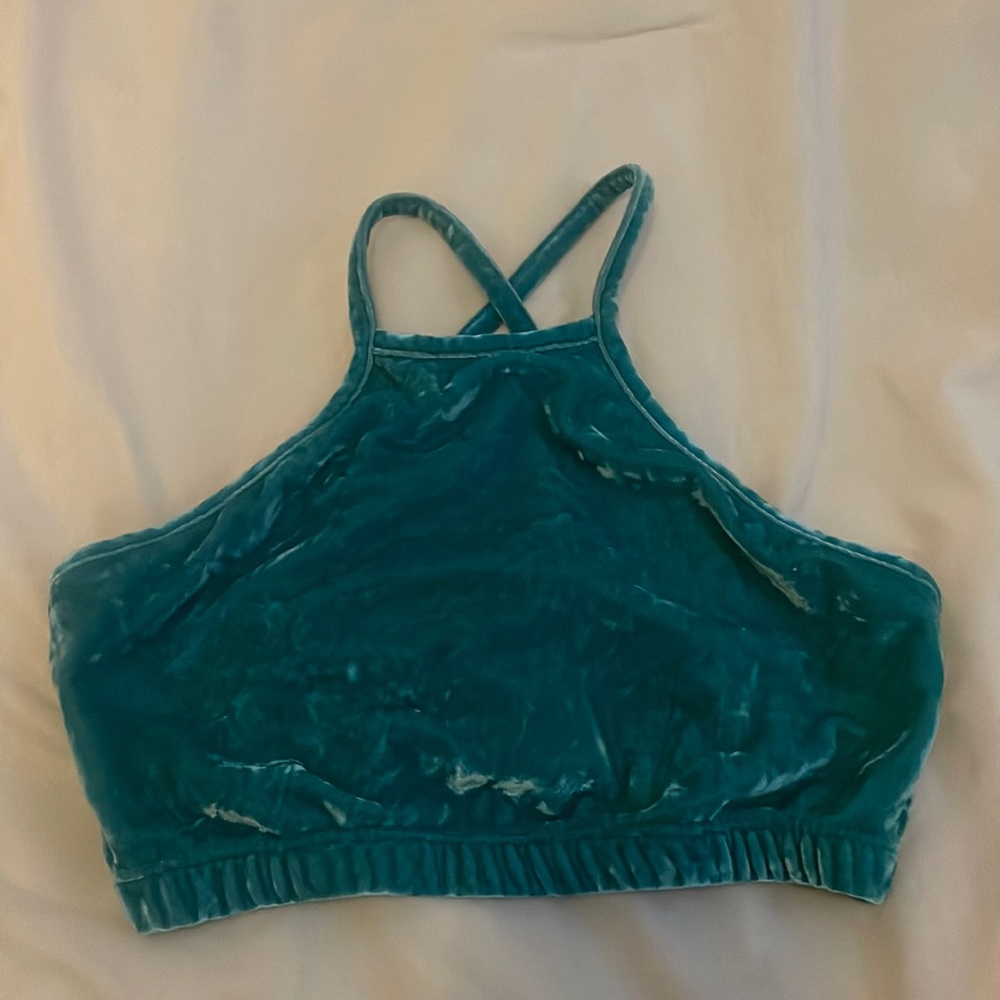 velvet blue sports bra